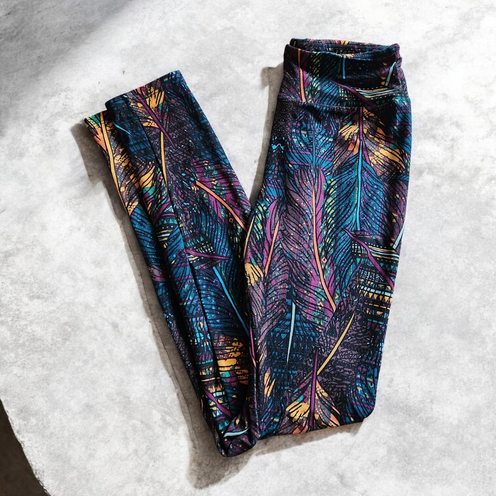 Lularoe OS Leggings Colorful Feathers